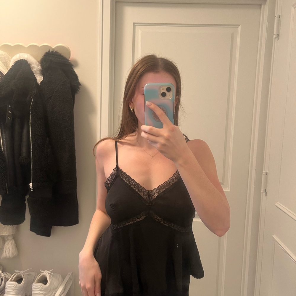 Kimchi Blue Black Lace Trim Tank Top